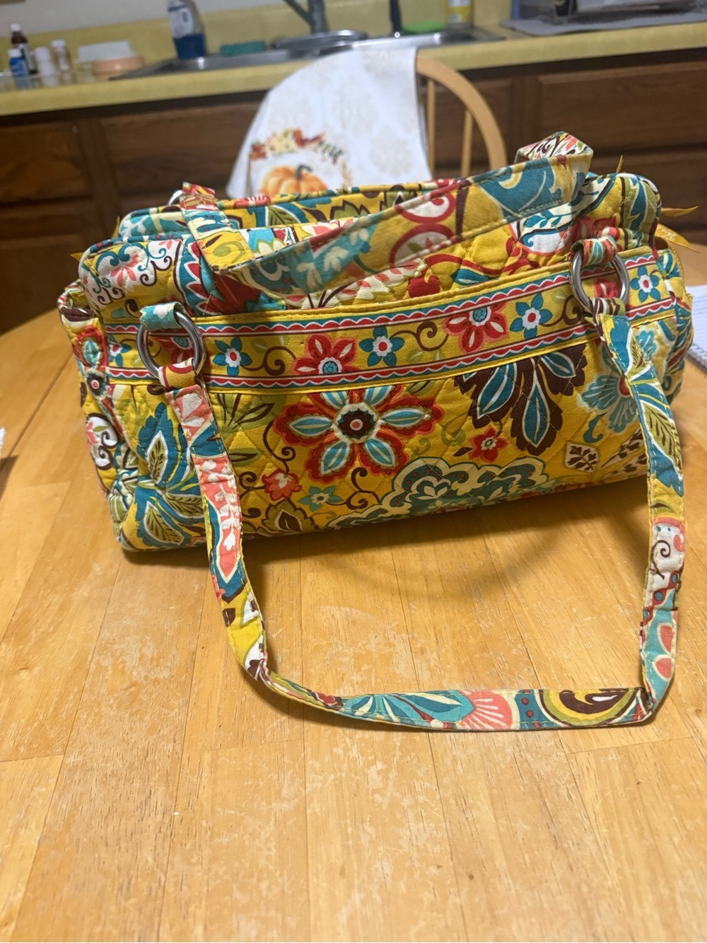 Vera Bradley Yellow Quilted Floral Shoulder Bag